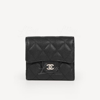 Chanel Classic Small Flap Wallet Black with Gold Tone Metal AP0231