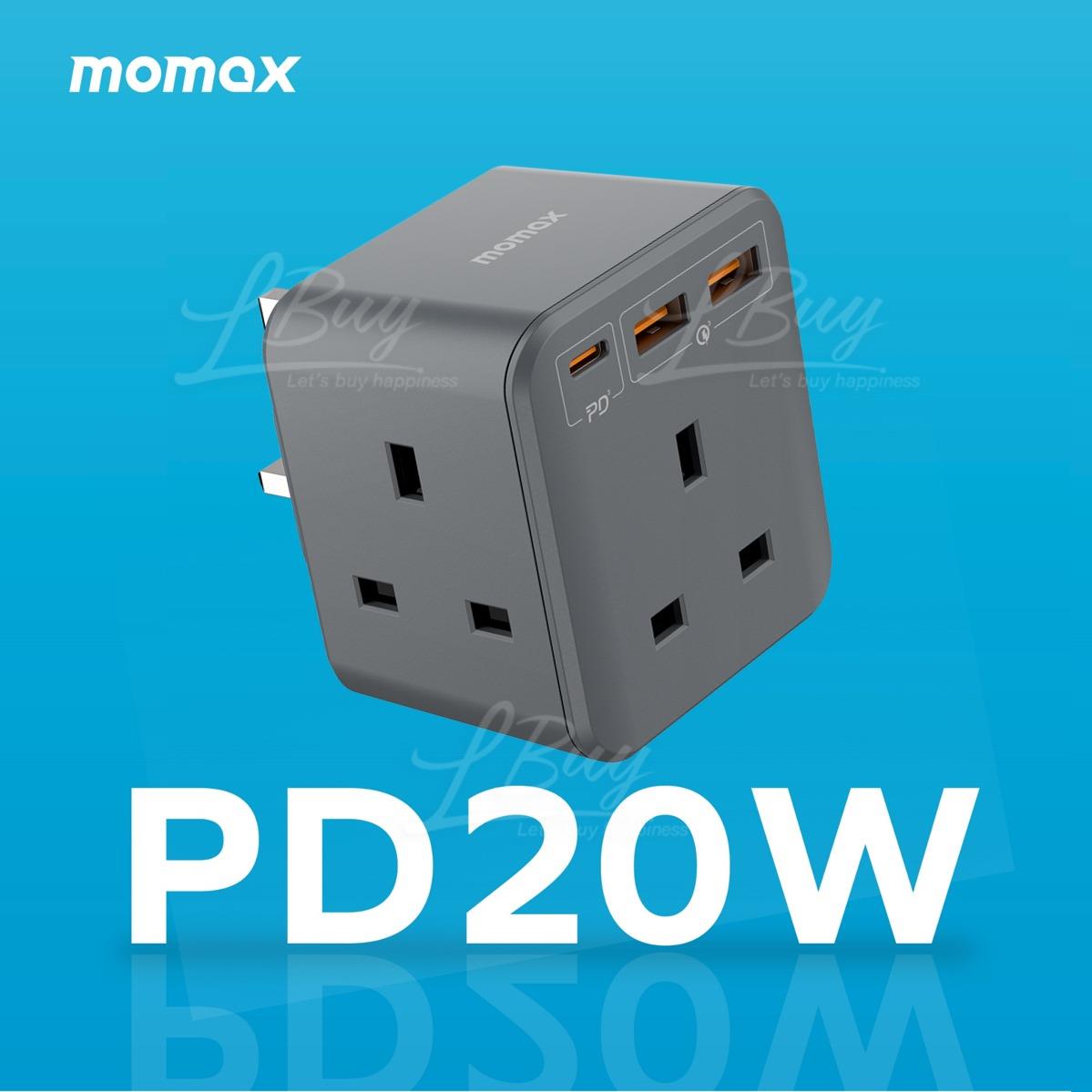 MOMAX ONEPLUG PD20W 3位萬能插蘇 3AC+2A1C US8 灰色