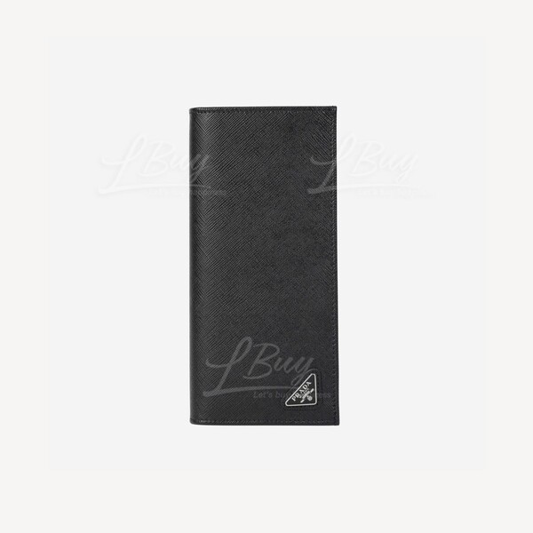Prada-Prada Saffiano Triangle Logo Leather Card Slots Long