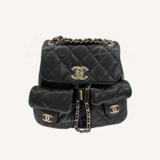 Chanel Duma Backpack 小牛皮金色CC Logo黑色細號背囊背包書包 AS3787