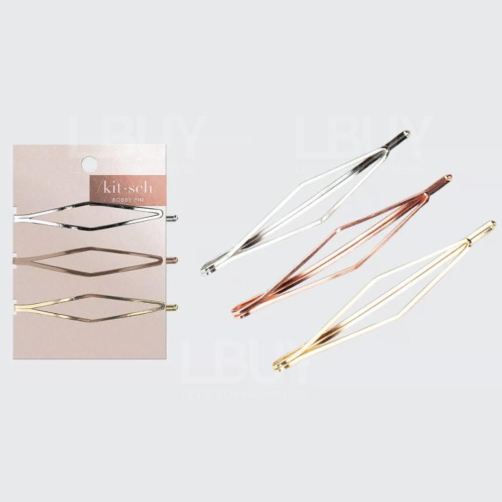 Kitsch 镂空长钻石形髪夹 (三个装)