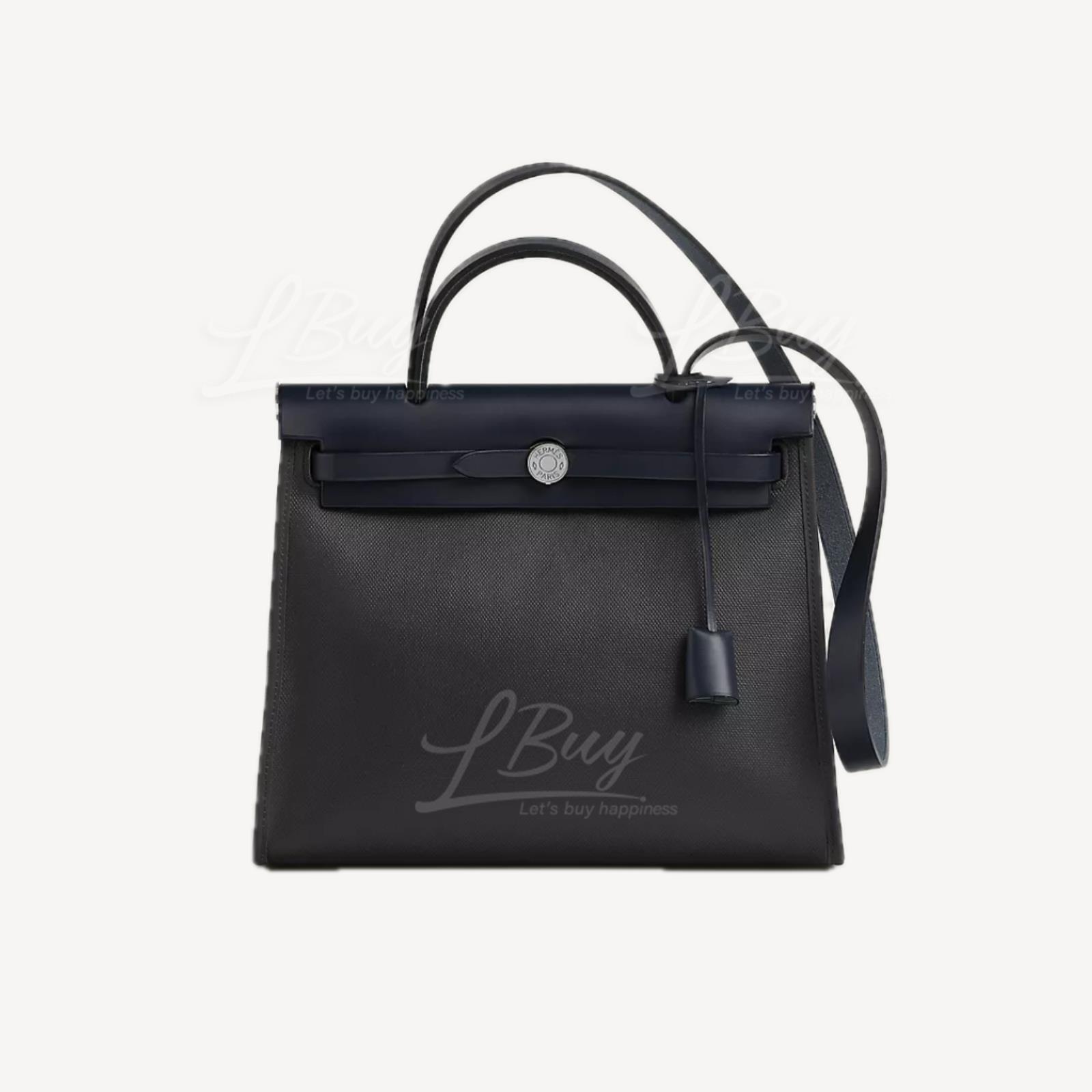 Hermès-Hermes Herbag Zip 31 Bag Noir Ecru Noir Bleu Indigo phw Hermès-Hermes Herbag Zip 31 Bag Noir Ecru Noir Bleu Indigo phw