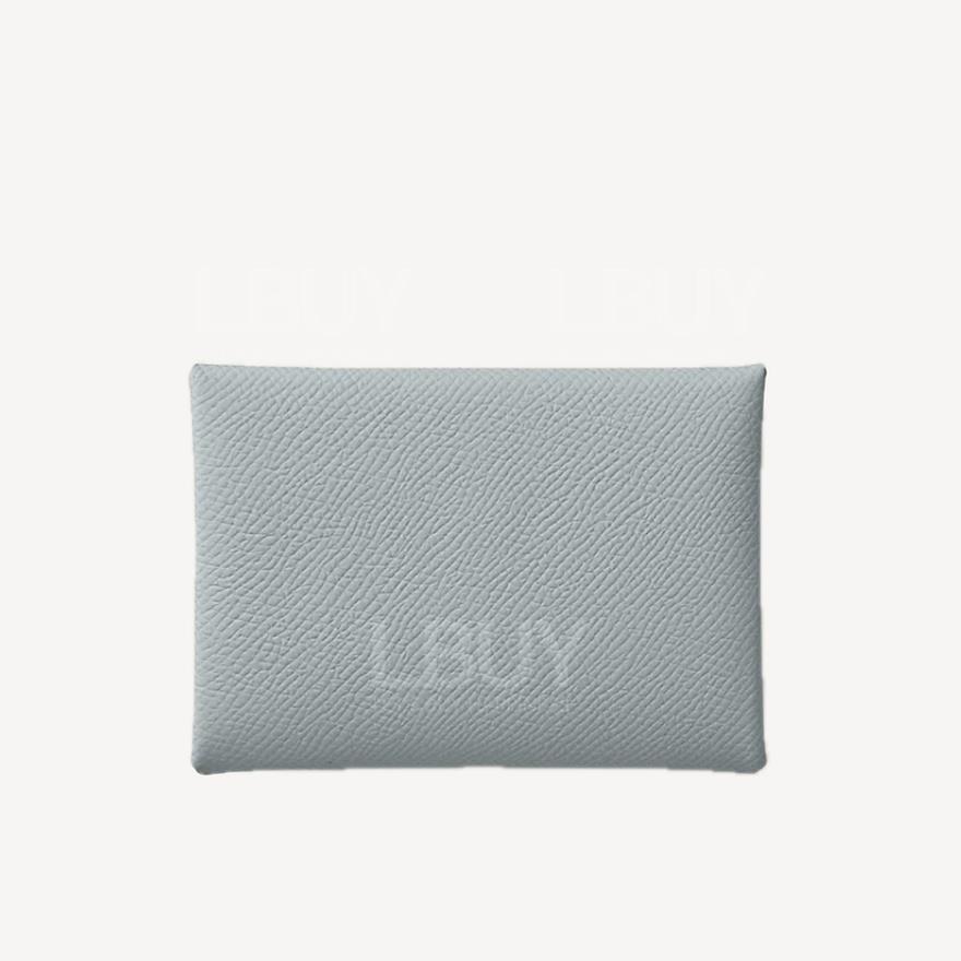 Hermes Calvi Duo Compact Card Holder Bleu Glacier