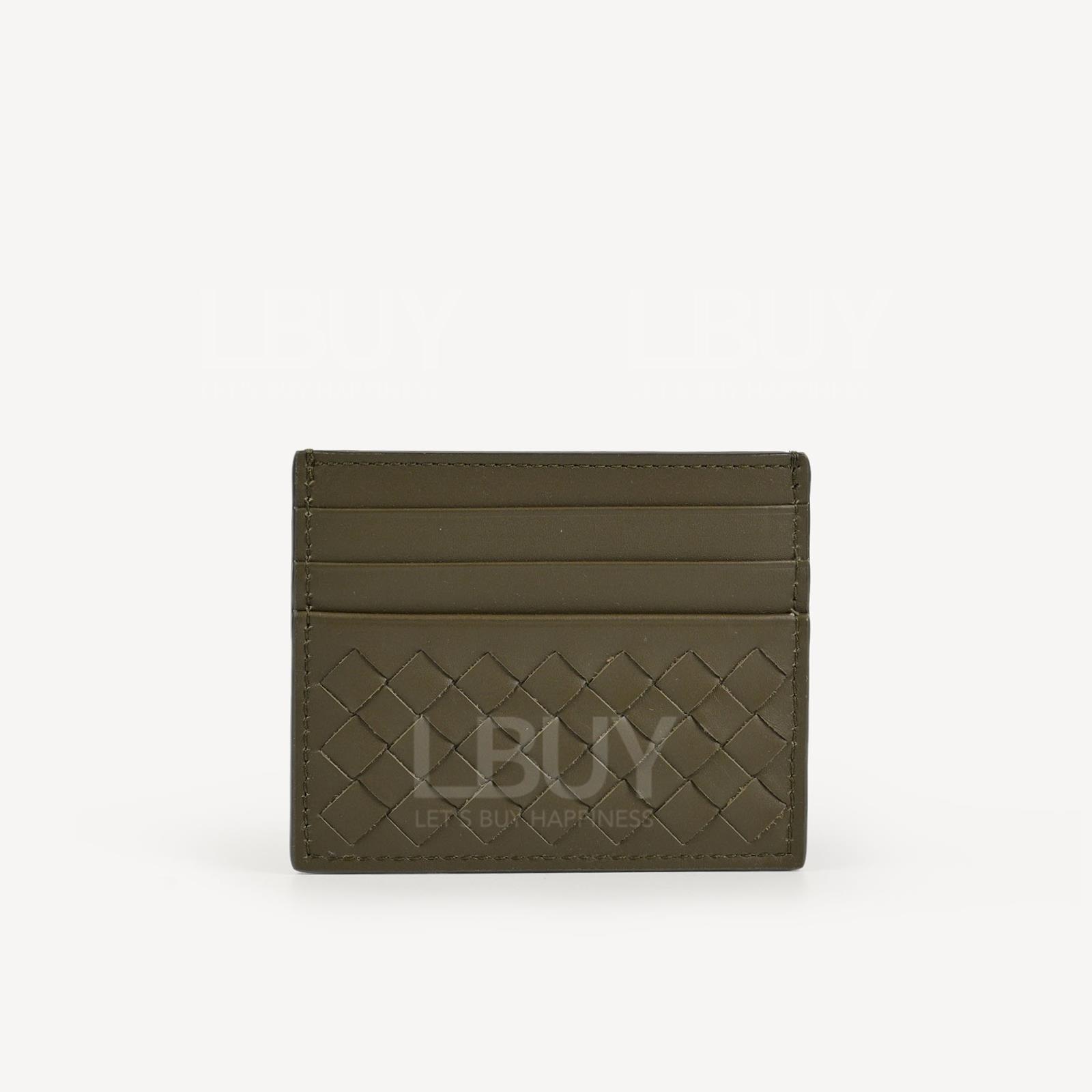Bottega Veneta 軍綠色 編織皮革卡片套