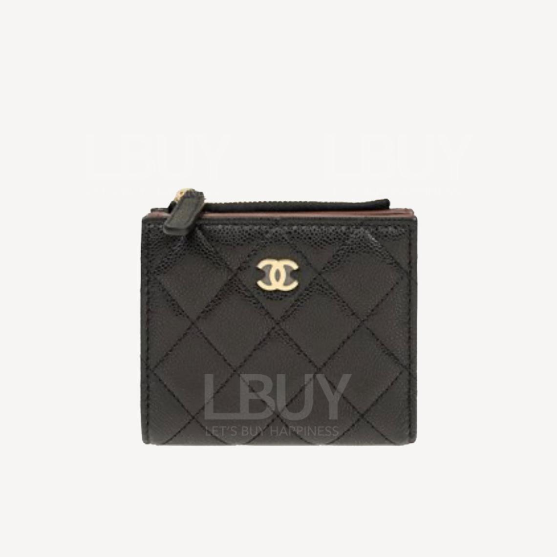 Chanel 淡金扣短身銀包AP3388
