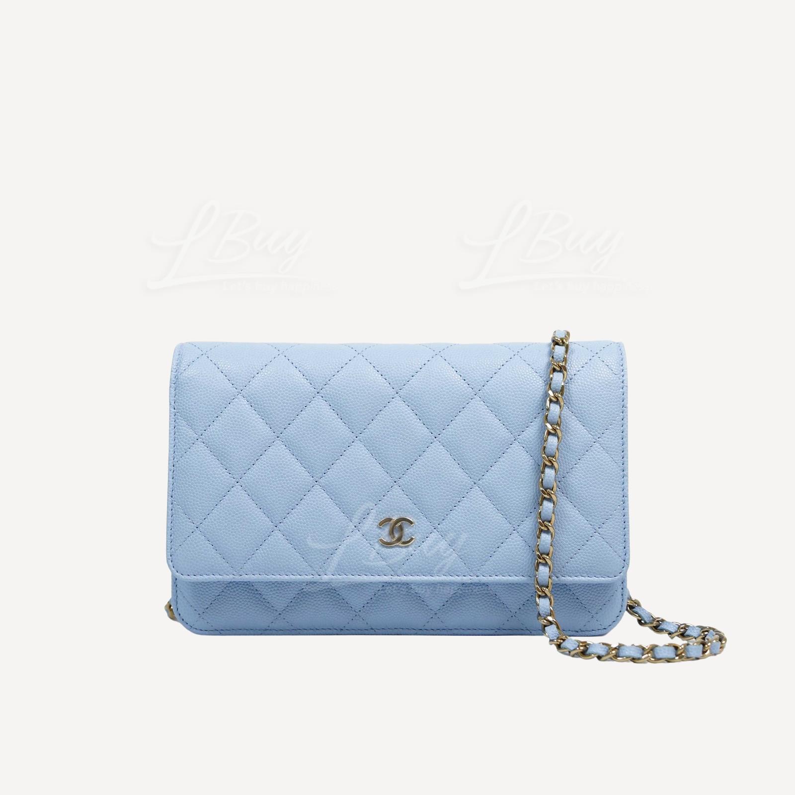 Chanel Classic Light Powder Blue Chain Handbag WOC AP0250