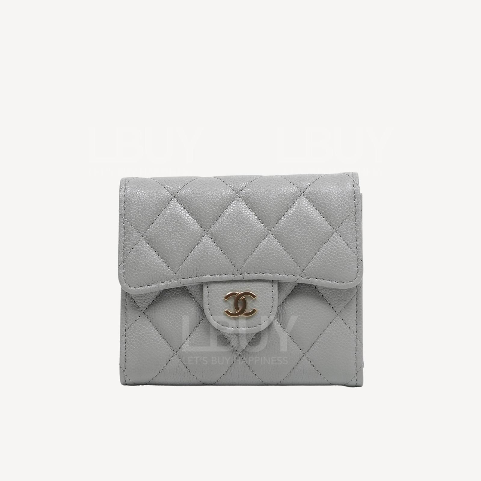 Chanel Classic Small Flap Wallet Grey with Gold Tone Metal AP0231