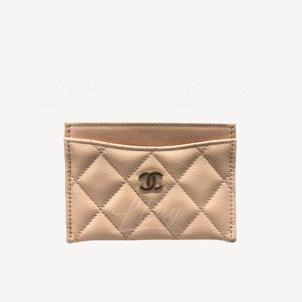 Chanel Classic Card Holder Light Beige with Gold-tone Metal AP0213