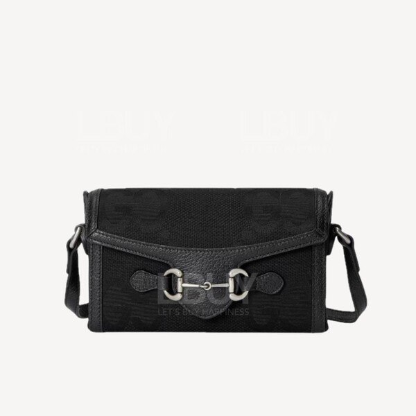 Gucci-Gucci Horsebit 1955 Jumbo GG Mini Bag Crossbody Bag Black 699296