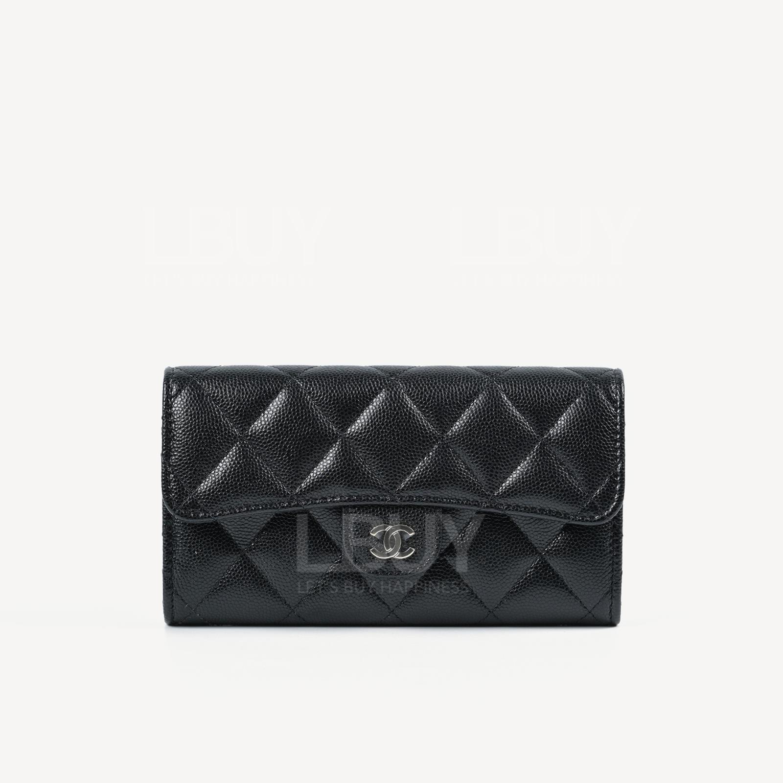 Chanel 经典款中号垂盖金色 黑色配金色CC Logo AP1000