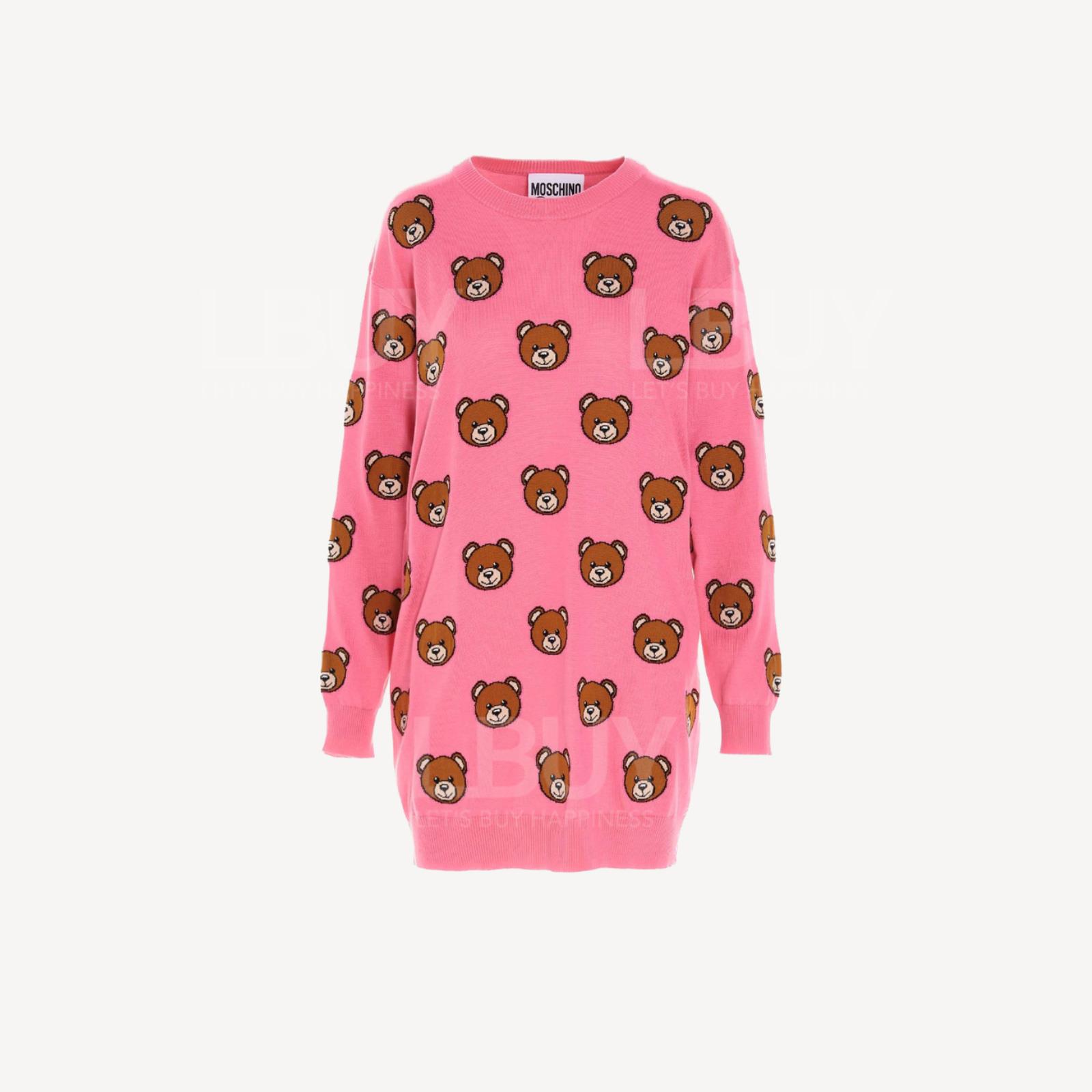 Moschino 粉色多熊仔棉線長身針織