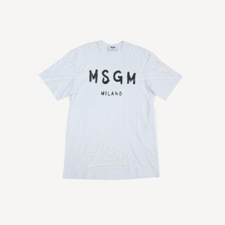 MSGM Black Logo T-Shirt Dress White