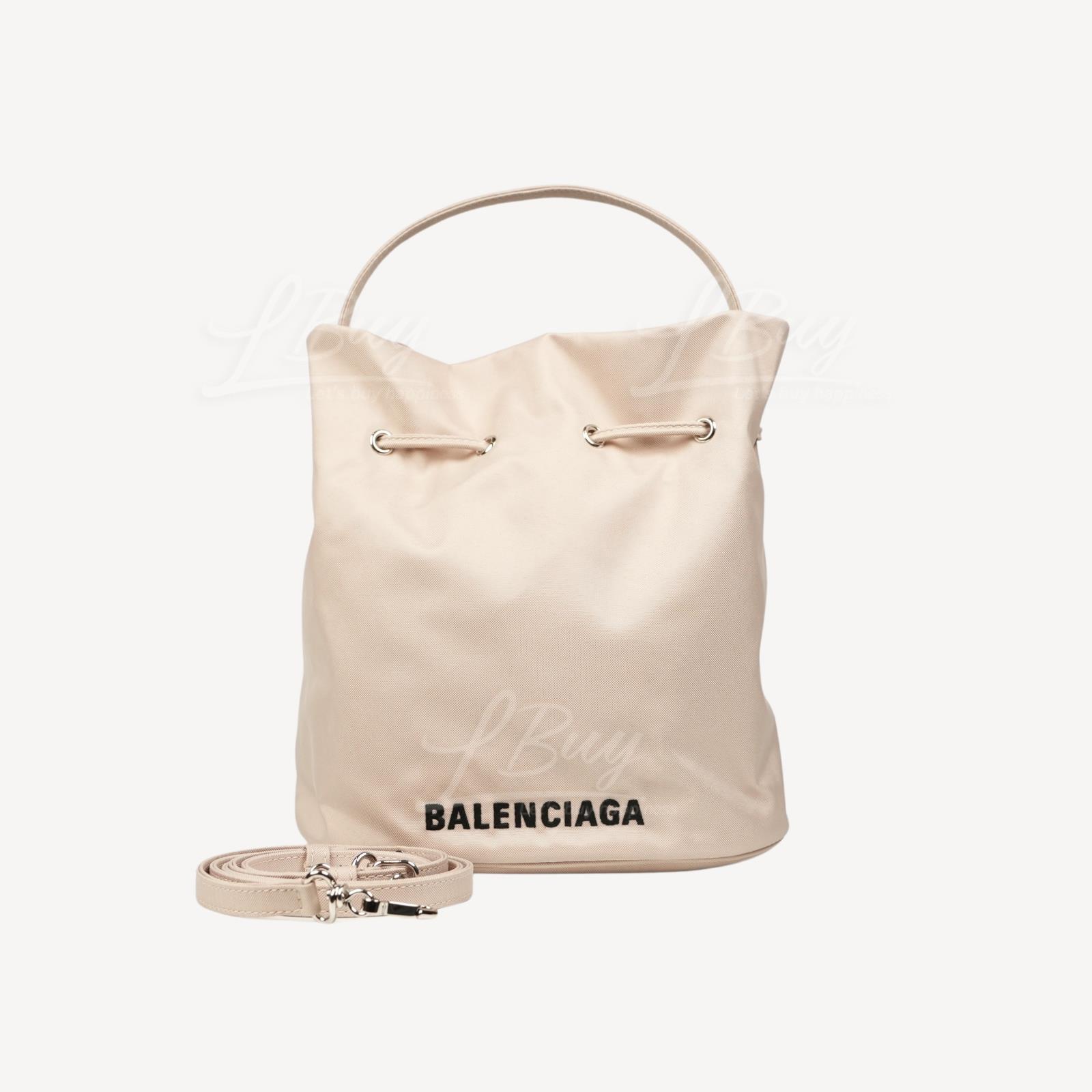 Balenciaga Wheel 黑色Logo水桶包 斜孭袋 奶油色 655011