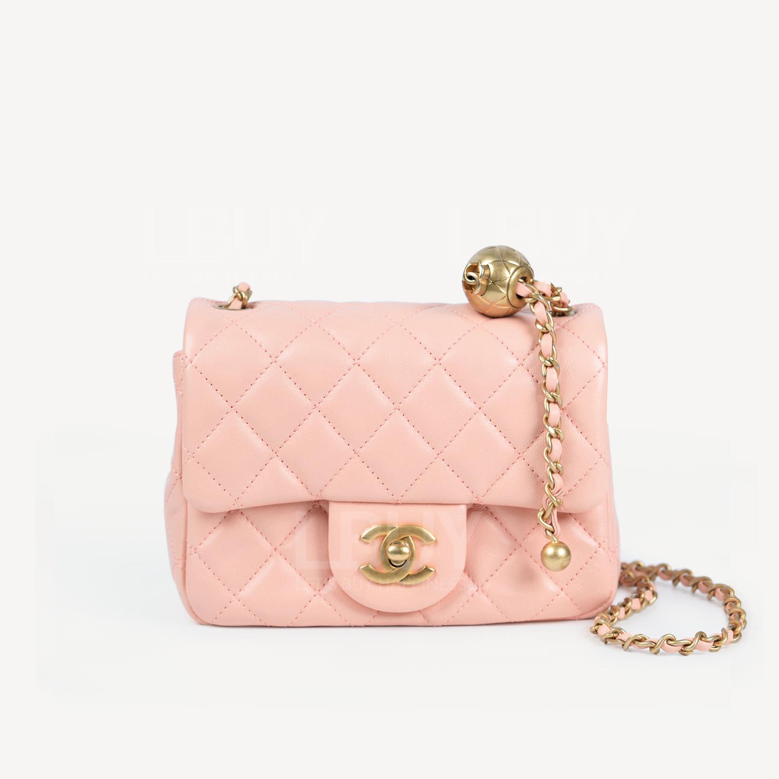 Chanel 小金球17cm澹橙色垂盖手袋 AS1786