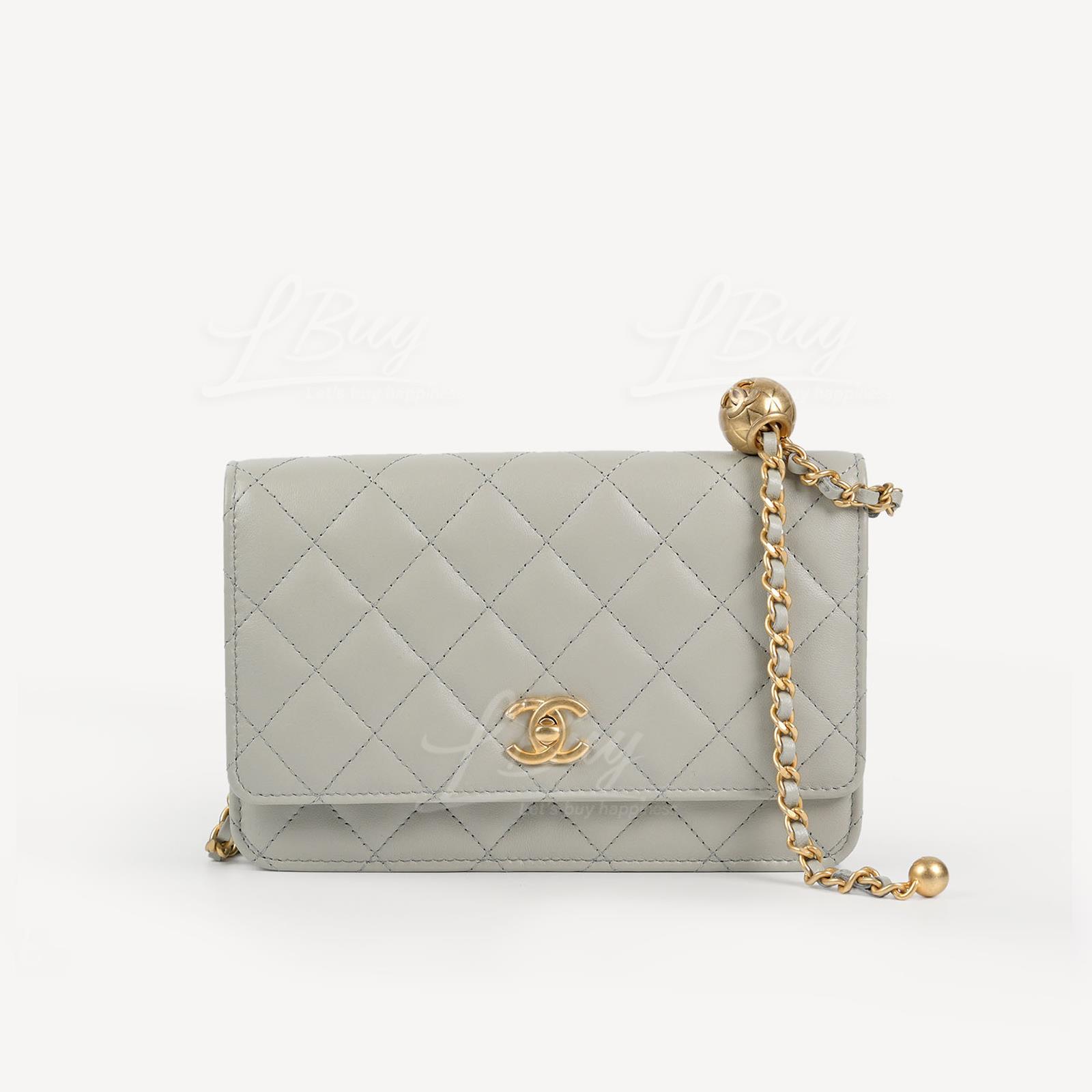 Chanel Gold Ball Light Grey Wallet On Chain AP1450