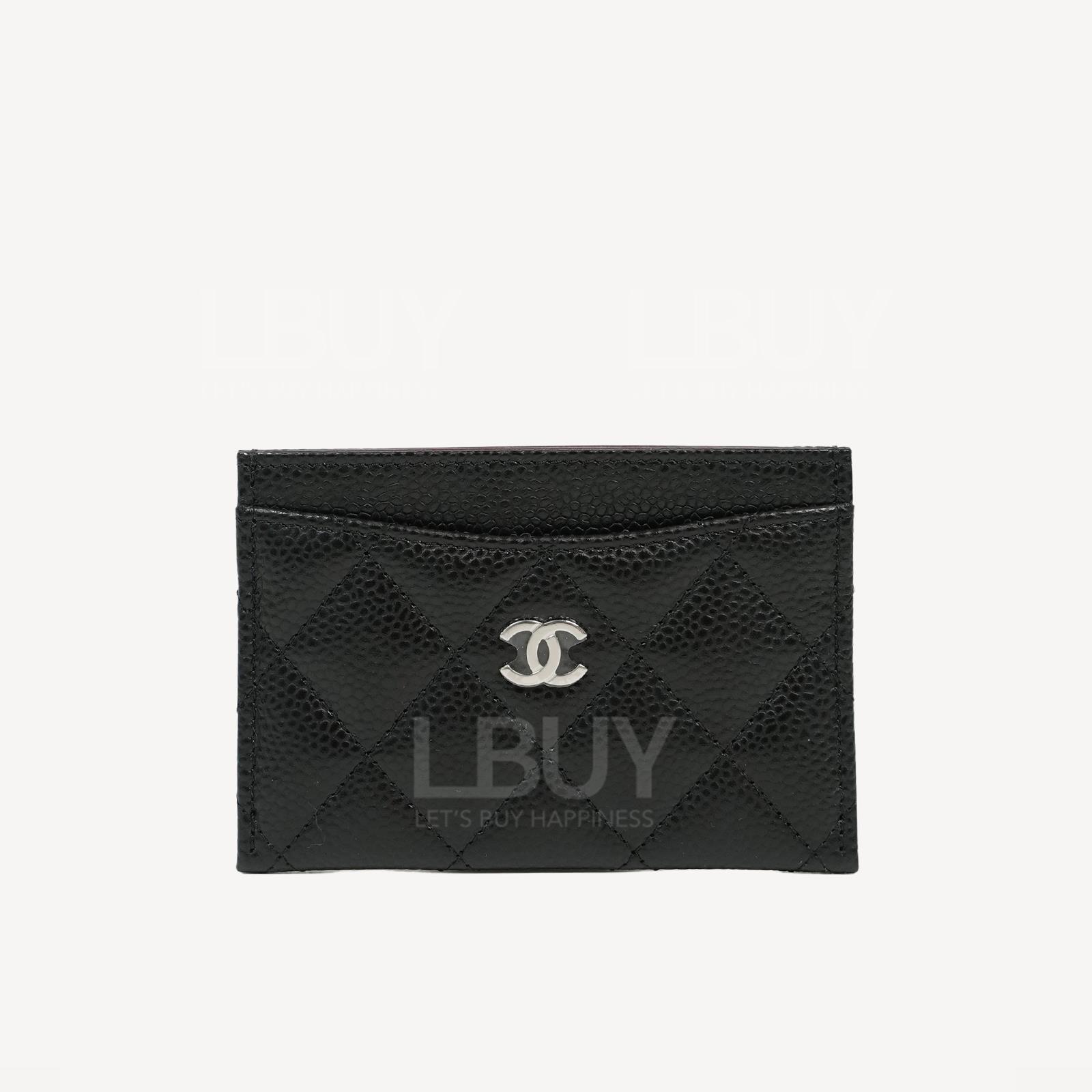 Chanel Classic Card Holder Light Black phw AP0213