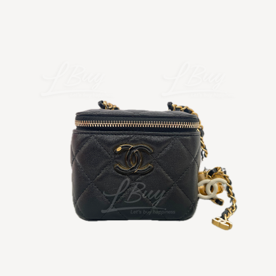 Chanel CC調節扣鏈帶 黑色化妝小盒子 AP3941