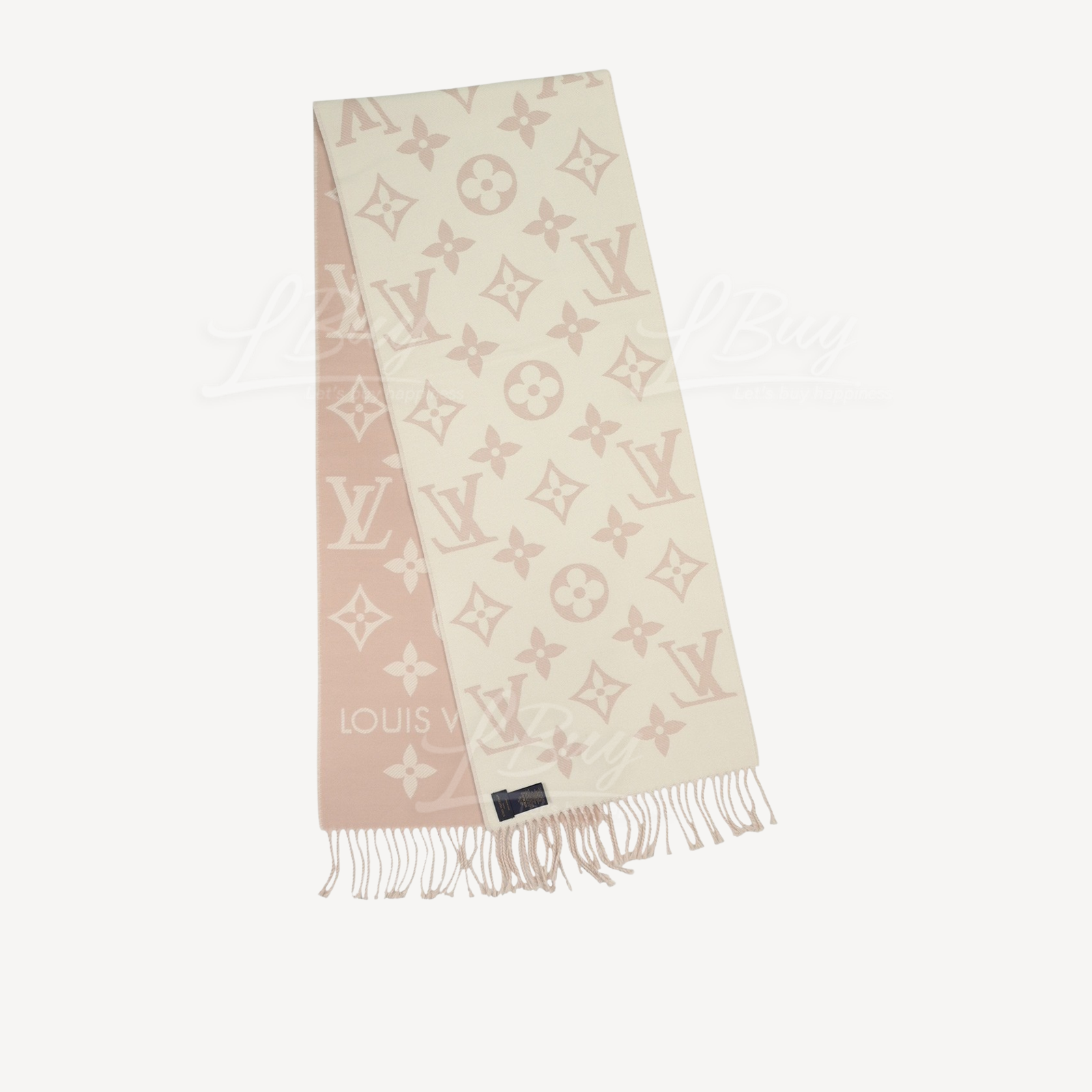 LV ESSENTIAL Monogram Wool Scarf Beige Rose