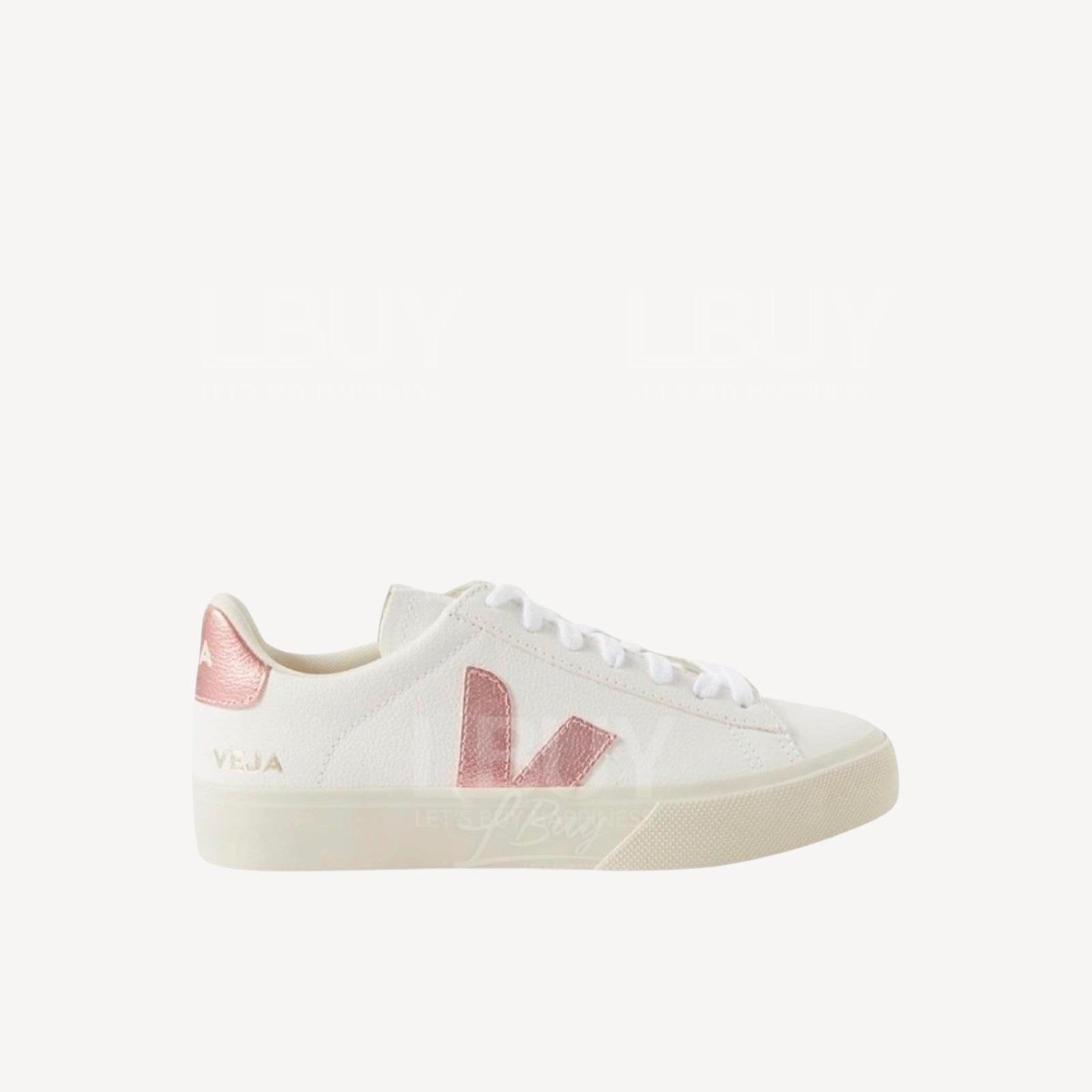VEJA 金屬感粉色皮革小白鞋