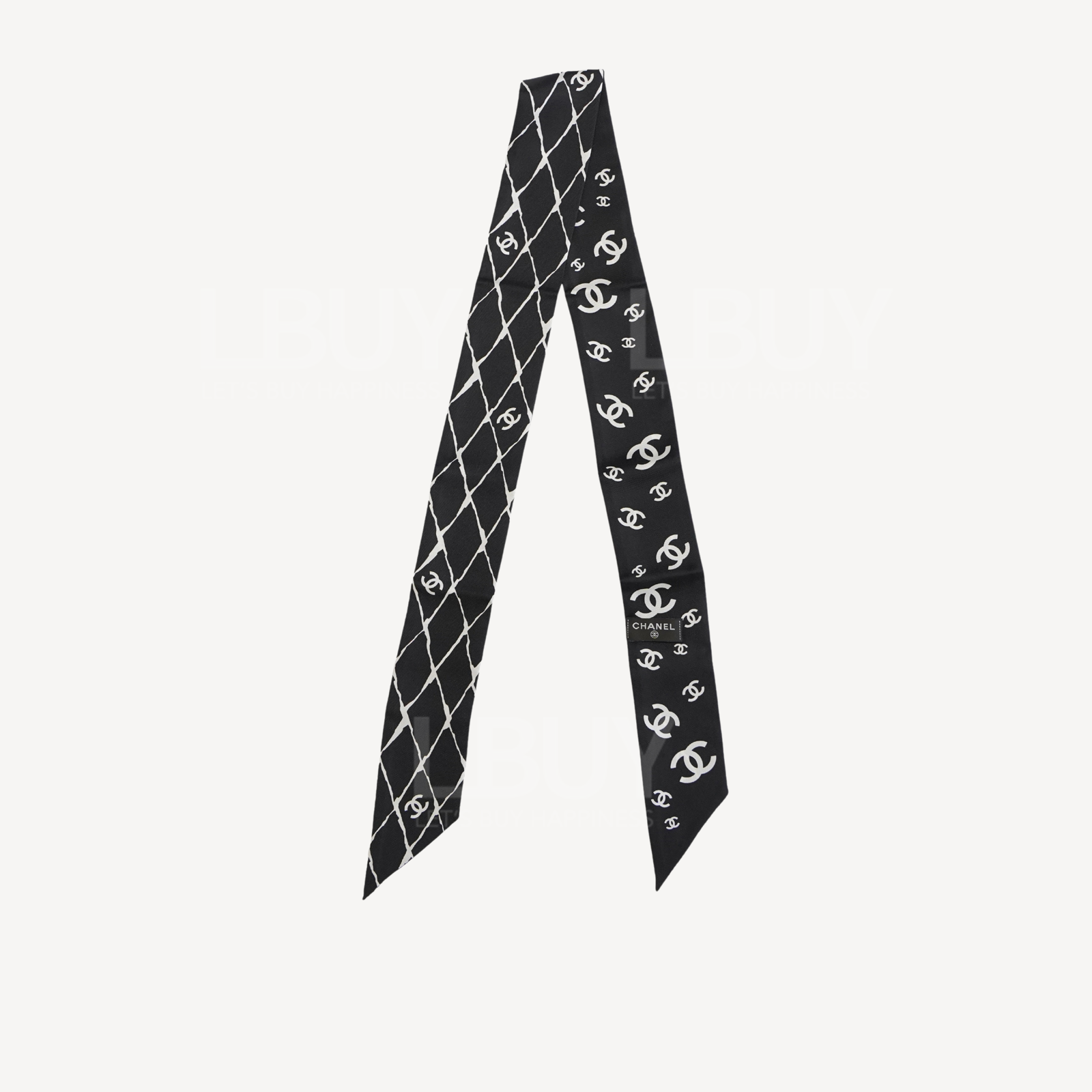 Chanel 黑白 CC Logo 双面Twilly AA9082