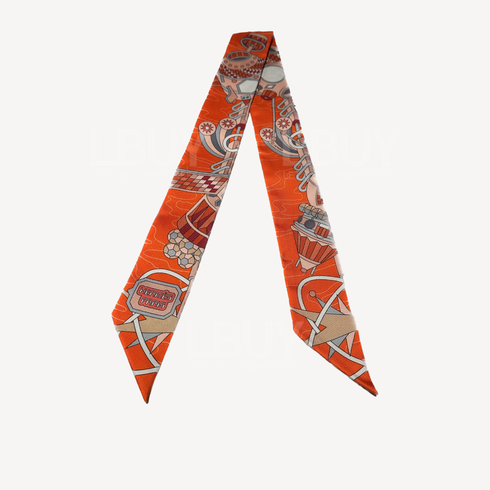 Hermès Scarf Odyssey Twilly 朱砂红 玫瑰粉 铜绿色