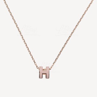 Hermes Mini Pop H Necklace Rose Dragee with Rose Gold Hardware
