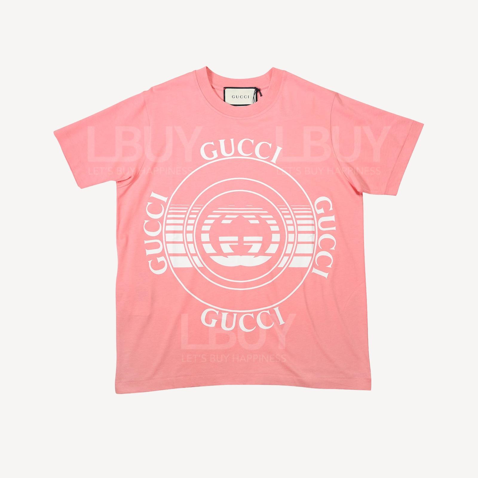 Gucci GG Logo Cotton Short Sleeve T-Shirt Pink
