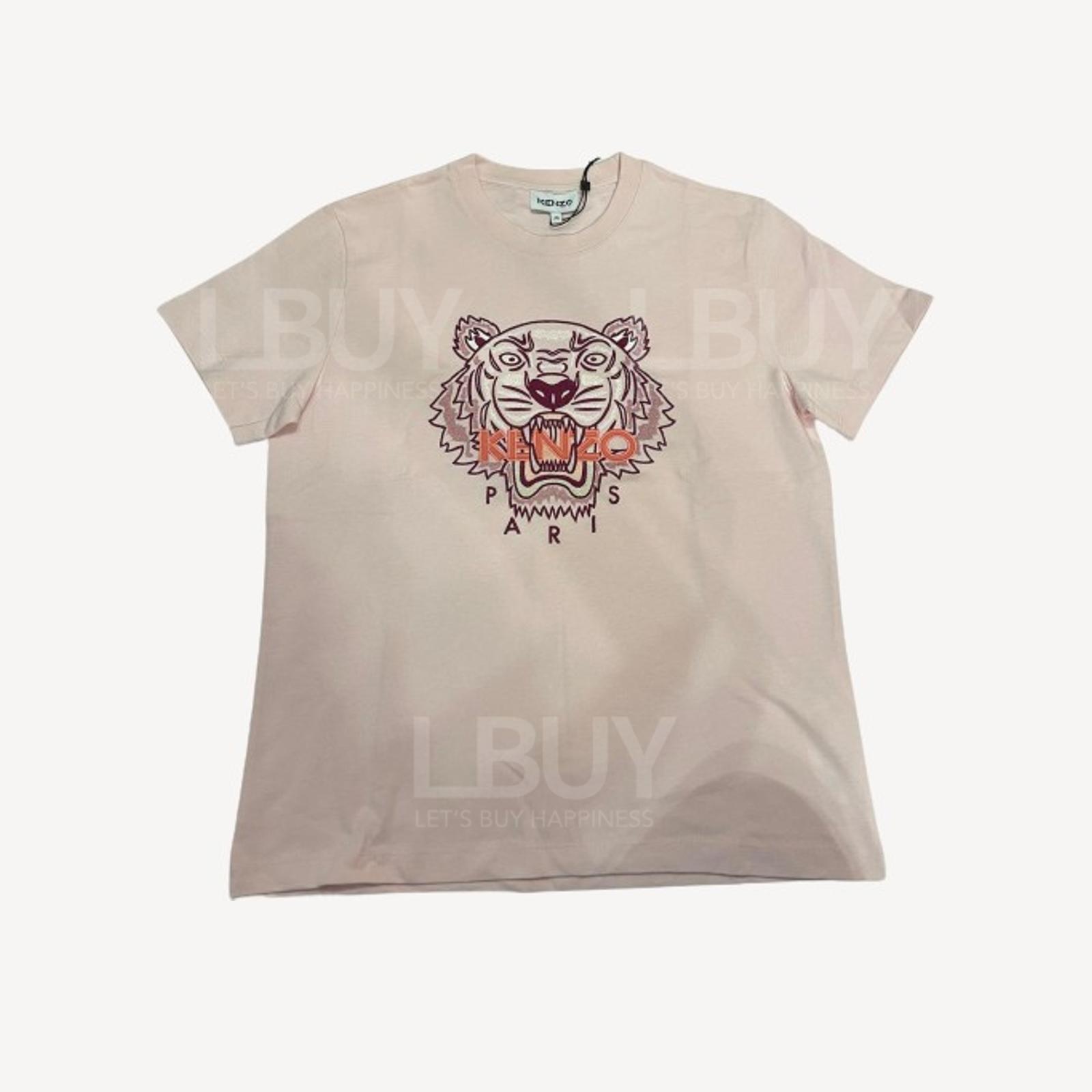 Kenzo Pink Embroidered Tiger Print Cotton Short Sleeve T-Shirt