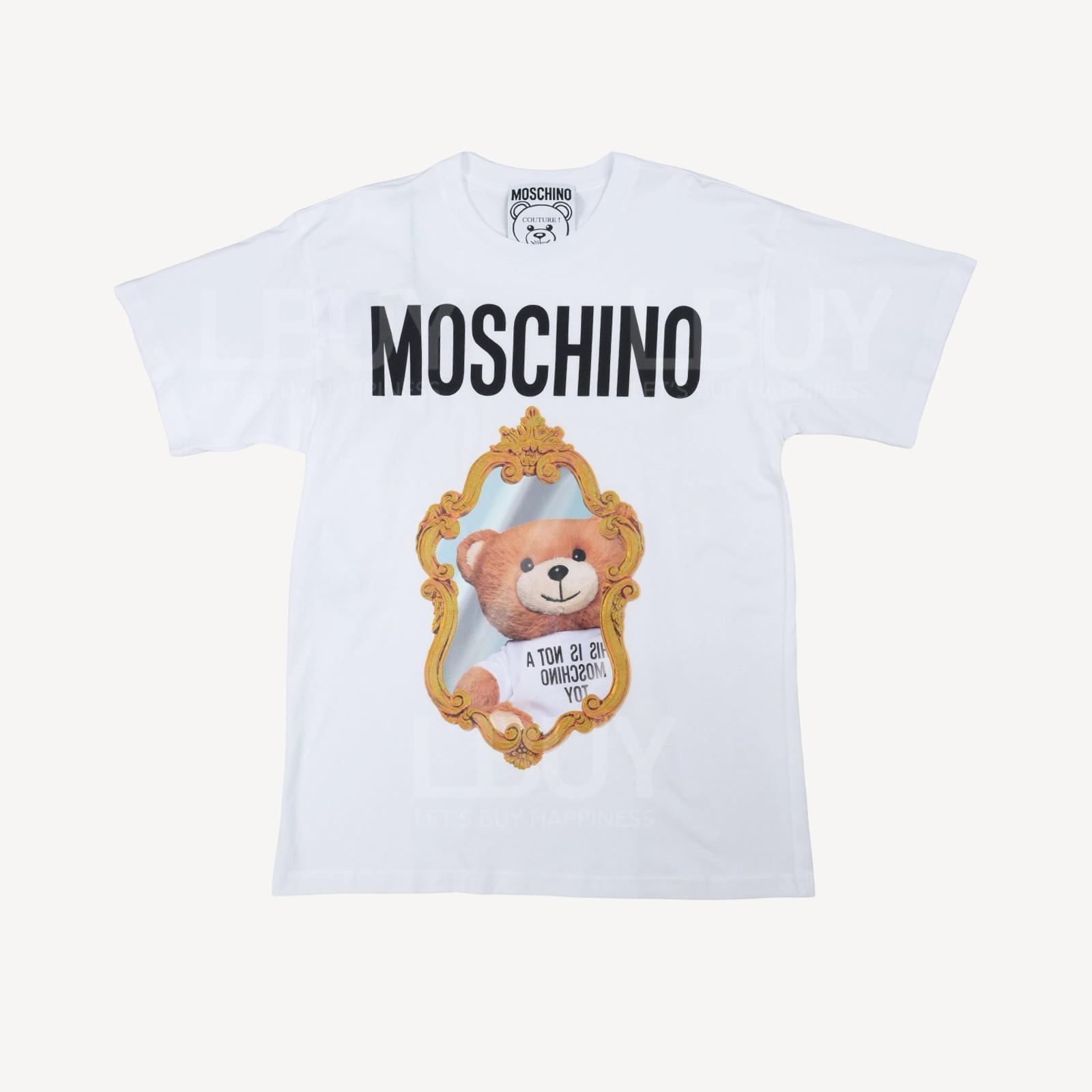Moschino 照鏡泰迪熊 Logo 短袖T恤 白色