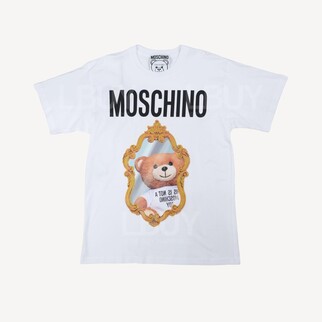 Moschino 照镜泰迪熊 Logo 短袖T恤 白色