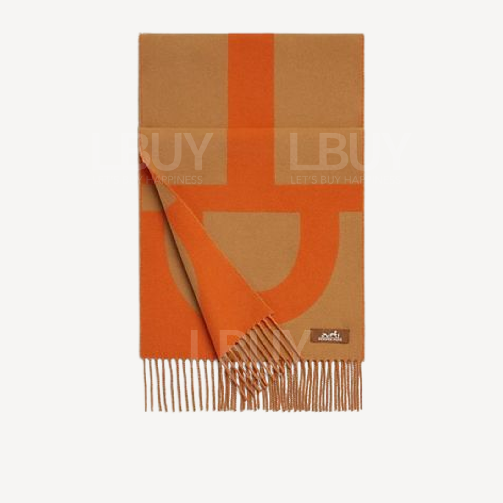 Hermes Casaque Grand Mors Muffler 全羊绒围巾/颈巾 驼色 橙色