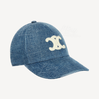Celine Triomphe Baseball Cap In Denim Union Wash Dark Union Wash