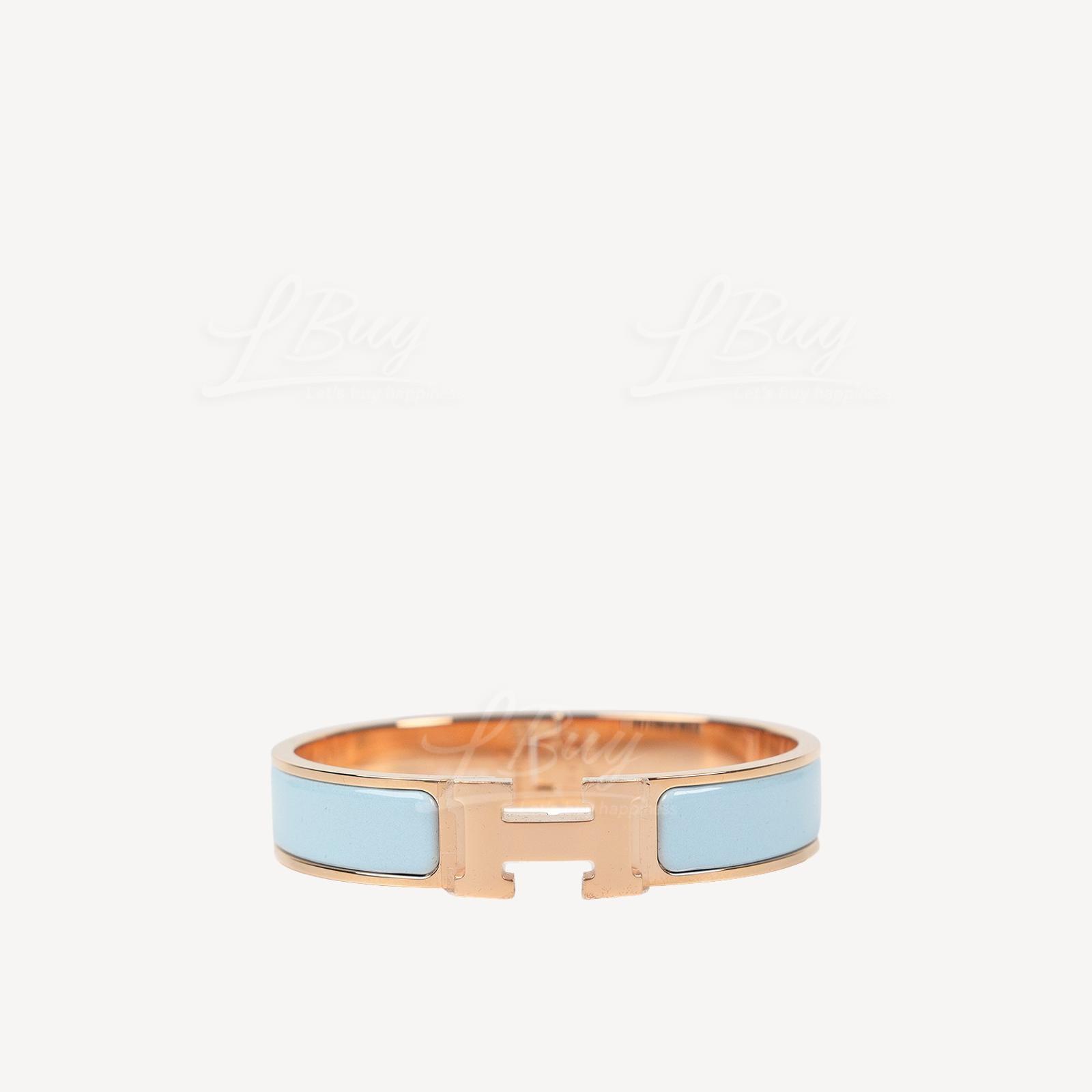 Hermes Clic H Bracelet Bleu Polaire, Rose Gold