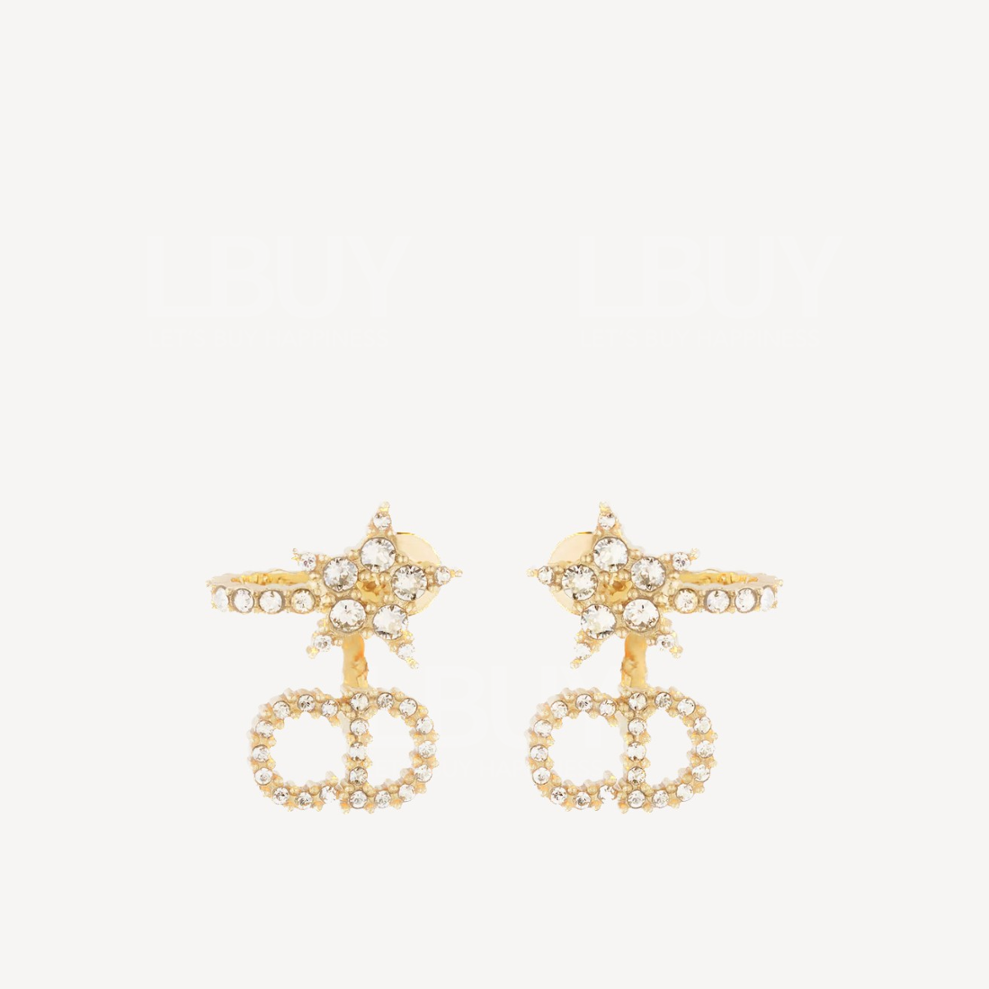 DIOR Clair D Lune 金色耳環配白色水晶 E1099