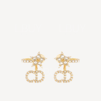 DIOR Clair D Lune 金色耳環配白色水晶 E1099