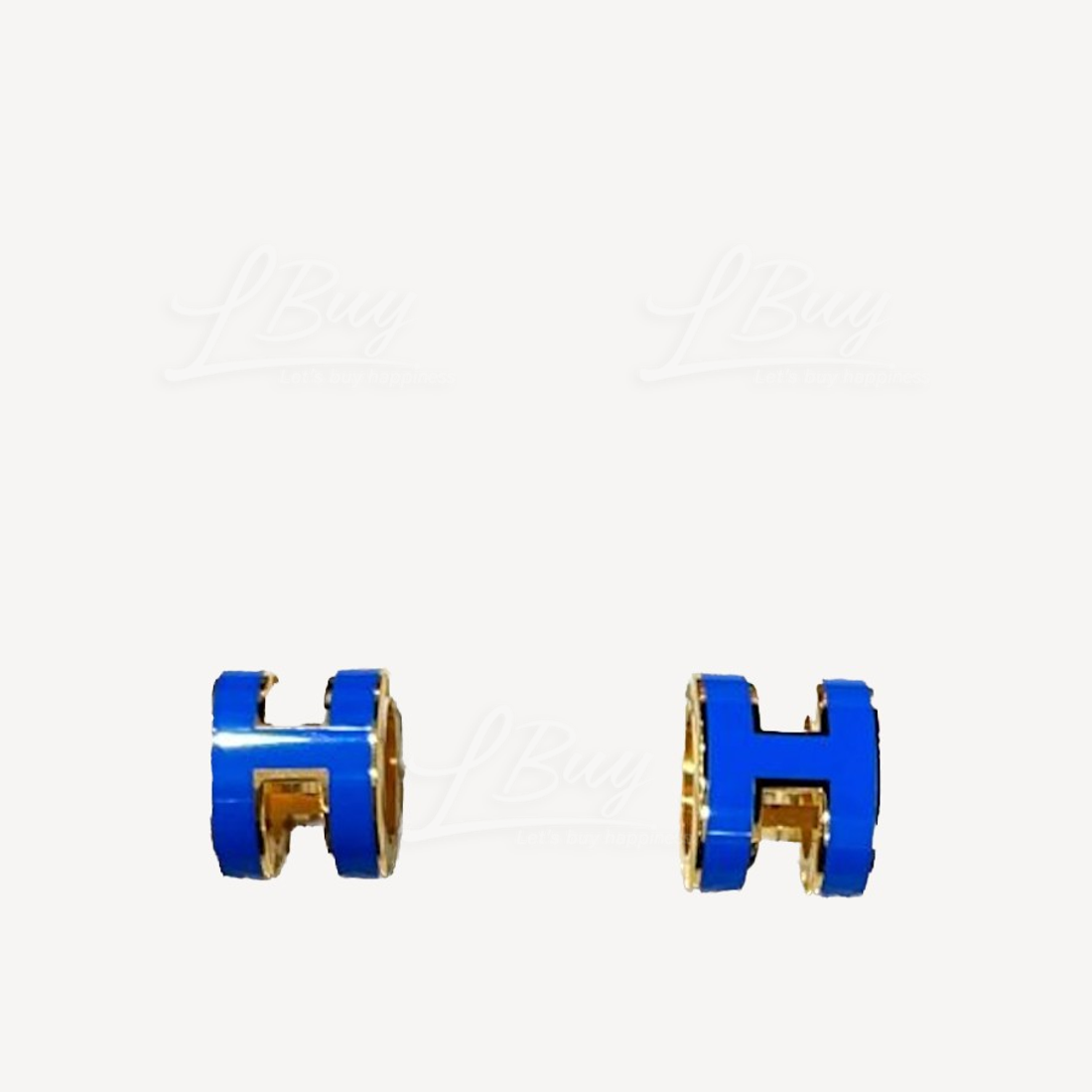 Hermes Mini Pop H Earrings 耳环 宝石蓝配金色