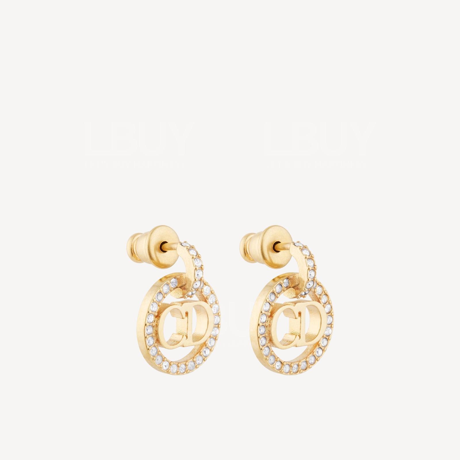 DIOR Clair D Lune Earrings Gold-Finish Metal and Silver-Tone Crystals E1911