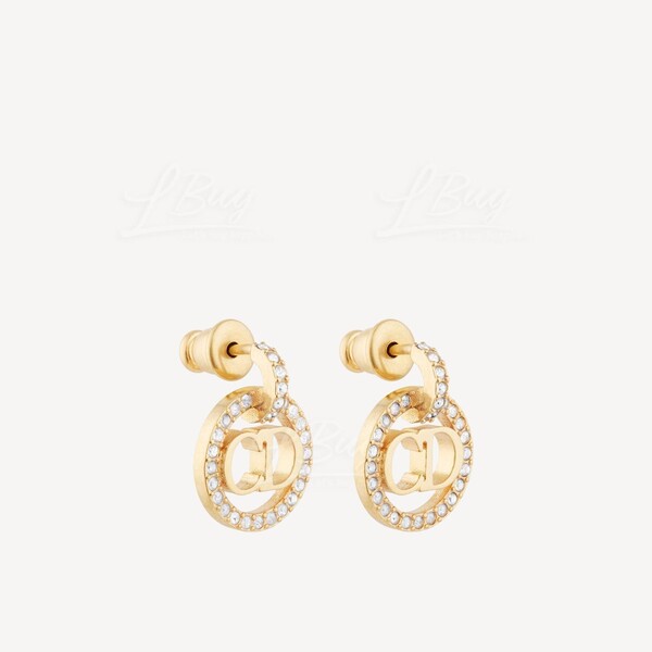 Dior DIOR Clair D Lune Earrings Gold Finish Metal and Silver Tone Crystals E1911