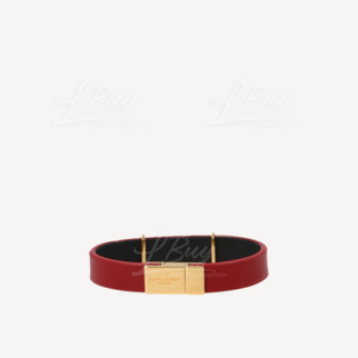 Saint Laurent YSL紅色拼玫瑰金字皮手帶