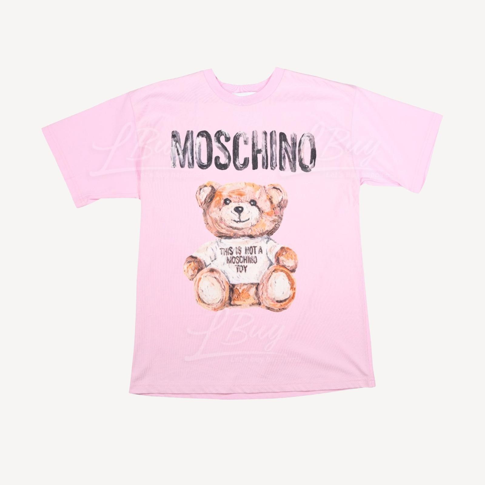 Moschino Couture 油畫泰迪熊Logo 短袖T恤 粉紅色