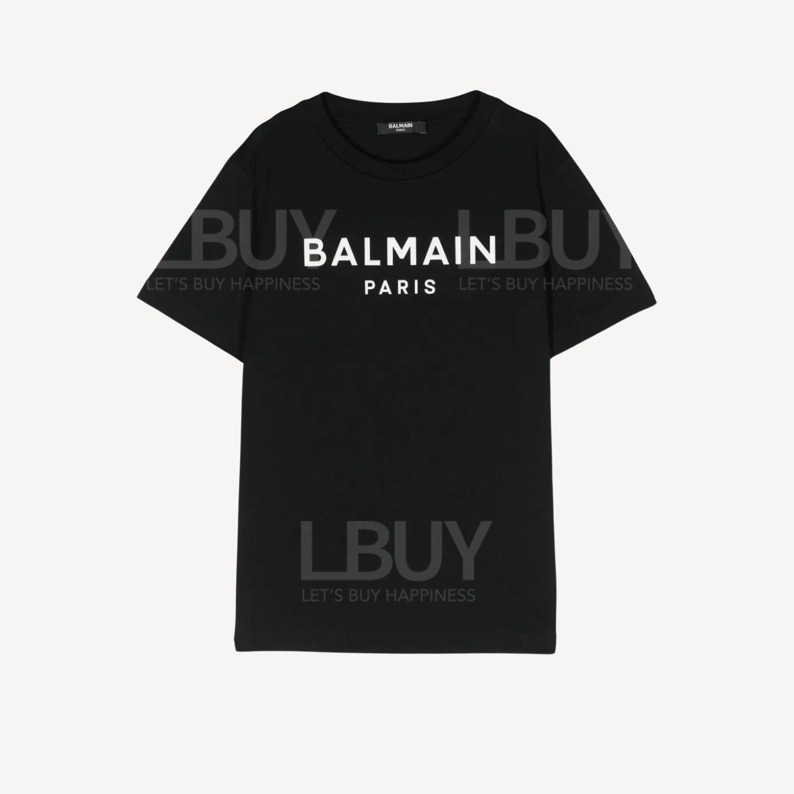 Balmain 白色Logo女裝短袖T恤 黑色 BU8Q61