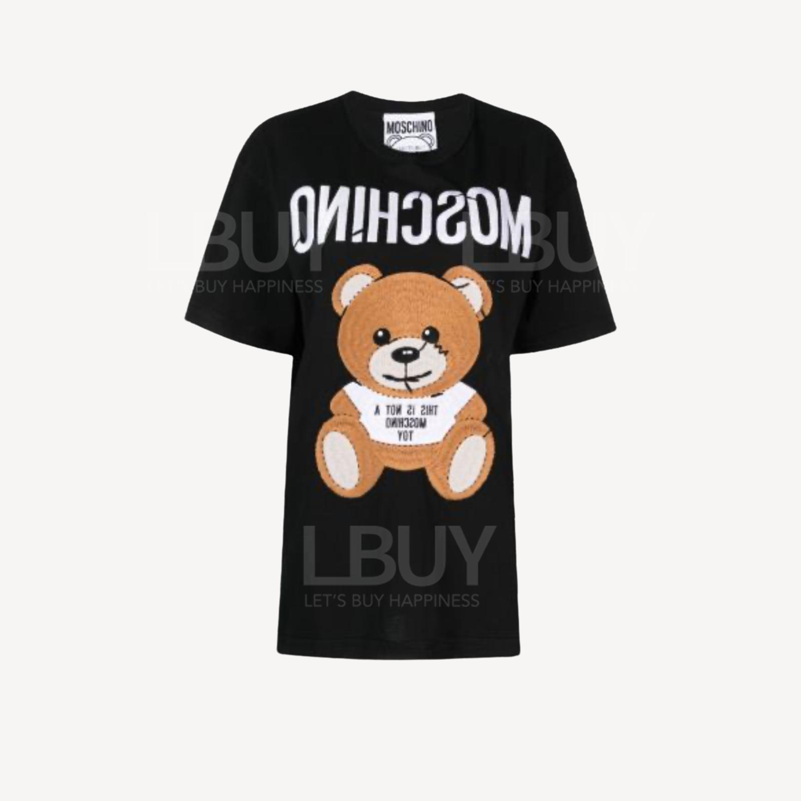 Moschino 黑色刺繡大熊仔Oversize Tee