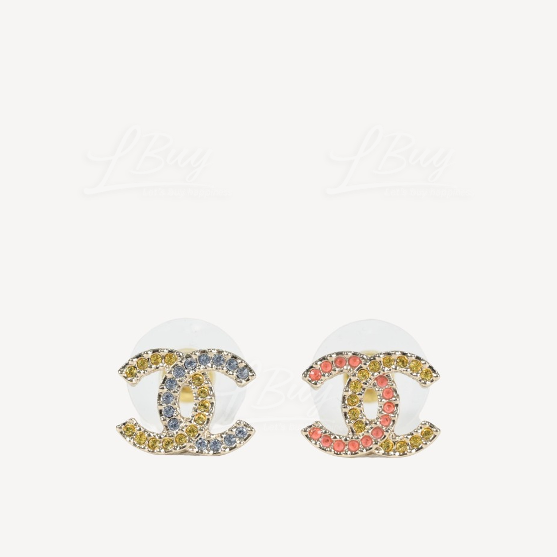 Chanel Colorful Rhinestone CC Logo Earrings AB9874