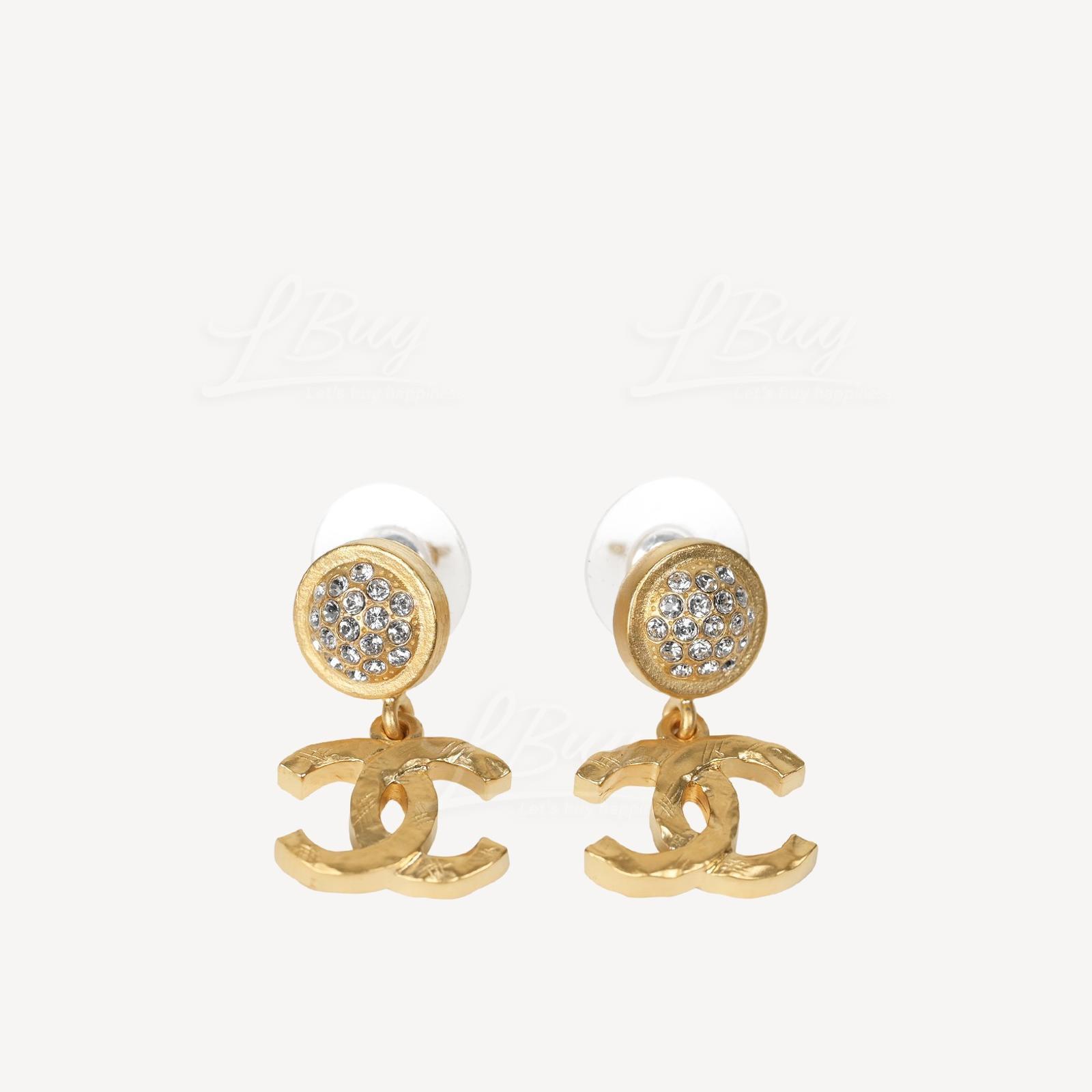 Chanel Gold CC Logo Pendant Earrings