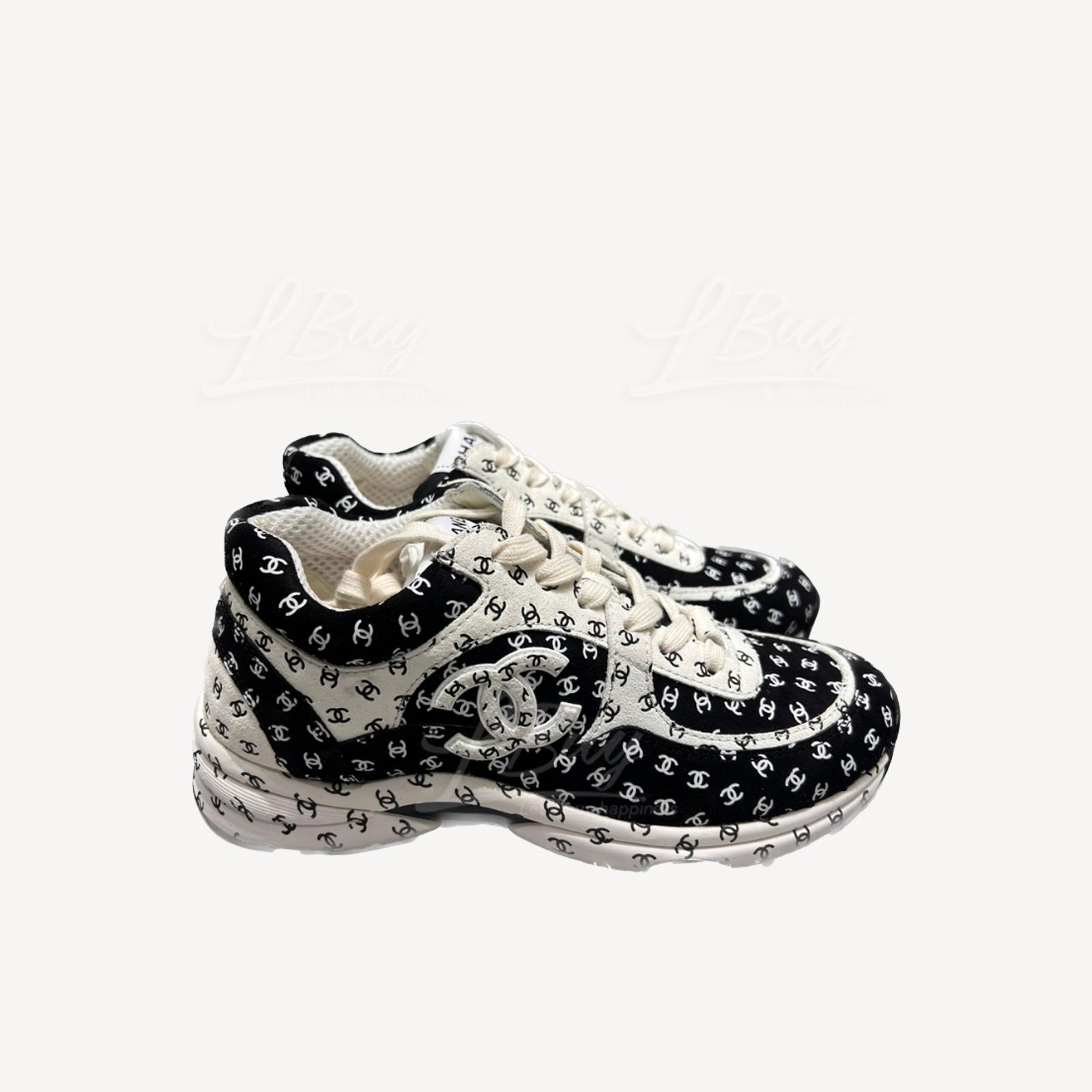 Chanel Logo Sneakers Black and White Colour Size 36.5