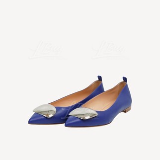 Rupert Sanderson Claudette Navy with Sliver Nappa Falt Shoes