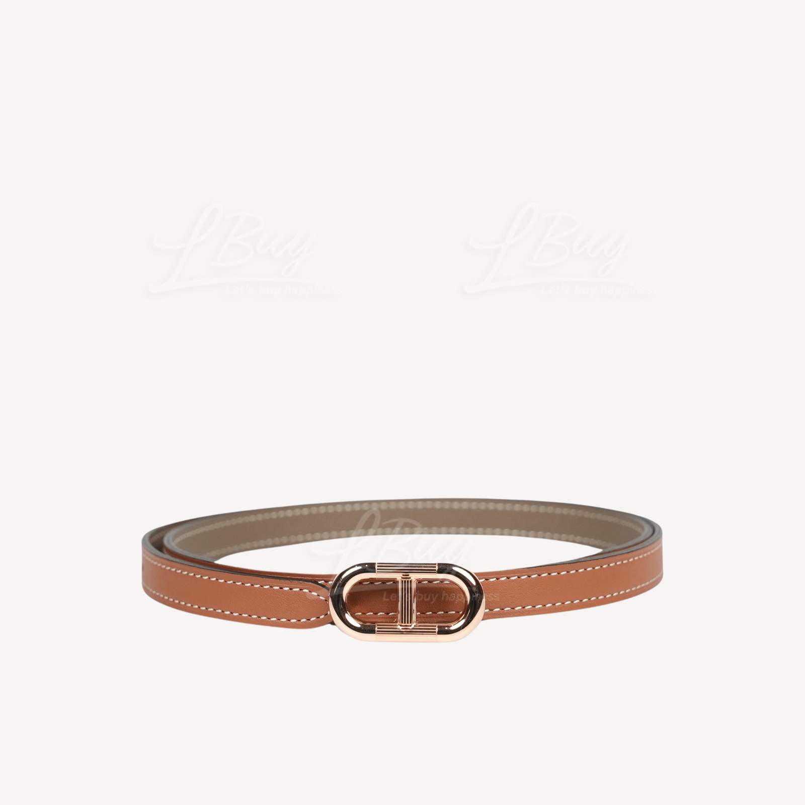 Hermes Maillon H Belt Buckle & Reversible Leather Strap 13mm Gold and Etoupe rghw