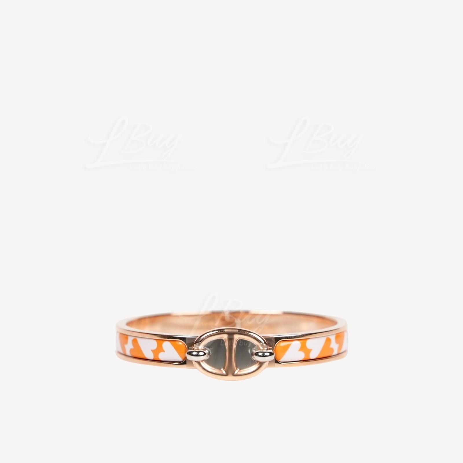 Hermes Mini Clic Chaine d'Ancre 猪鼻手镯 手鈪 橙白色扑克牌印花配玫瑰金色