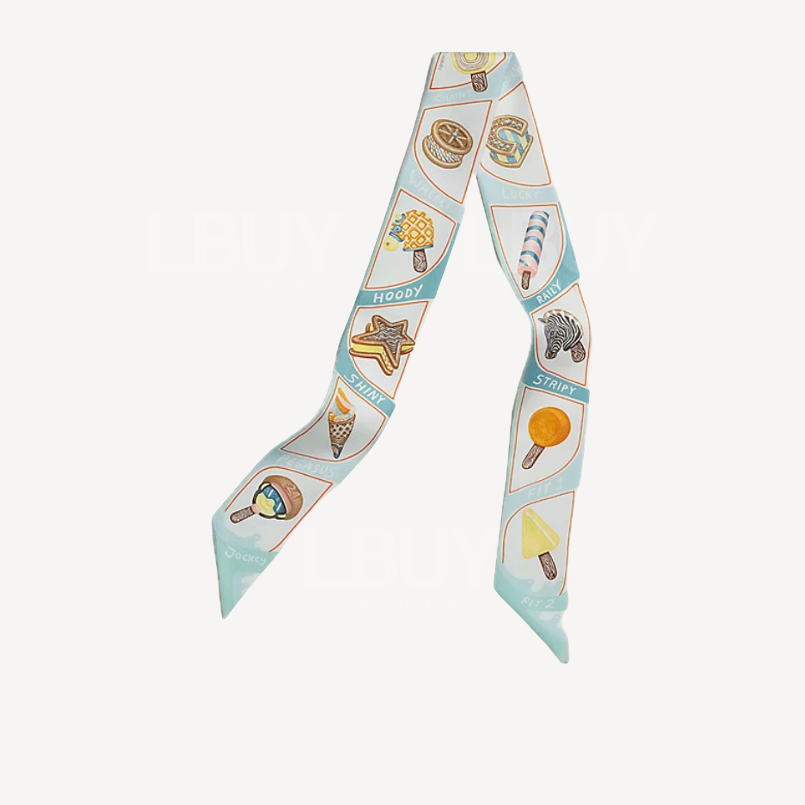 Hermes Funny Ice Cream Twilly Aqua Orange Jaune