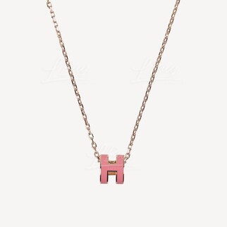 Hermes Mini Pop H Necklace 项链 粉红配玫瑰金色